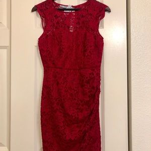 Maurices Red Lace Sheath Dress with side rouching
